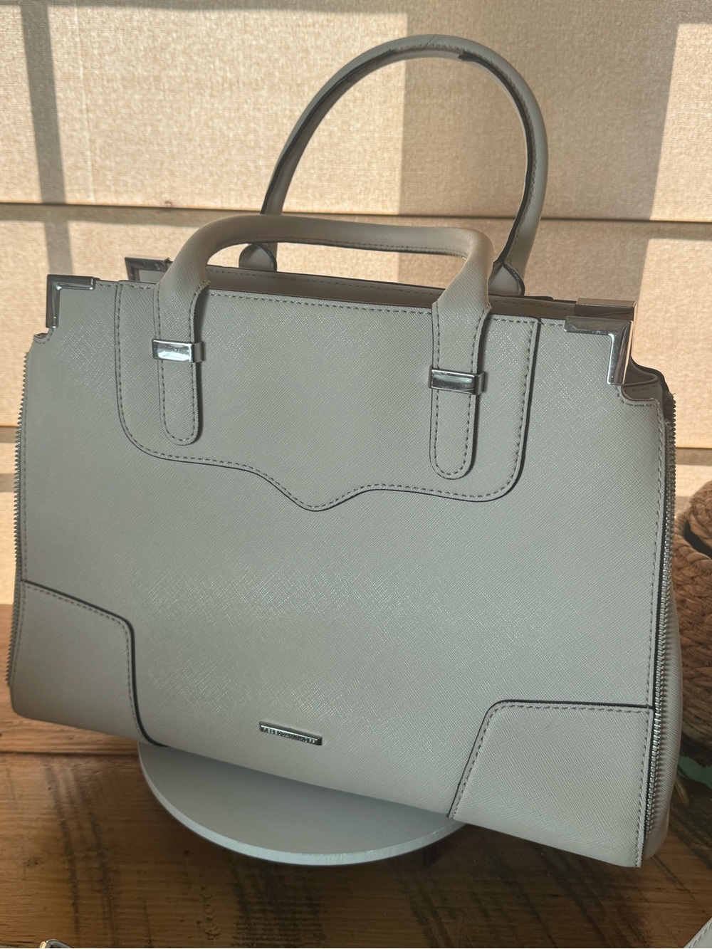 Structured Top-Handle Women's Satchel in Light Gray